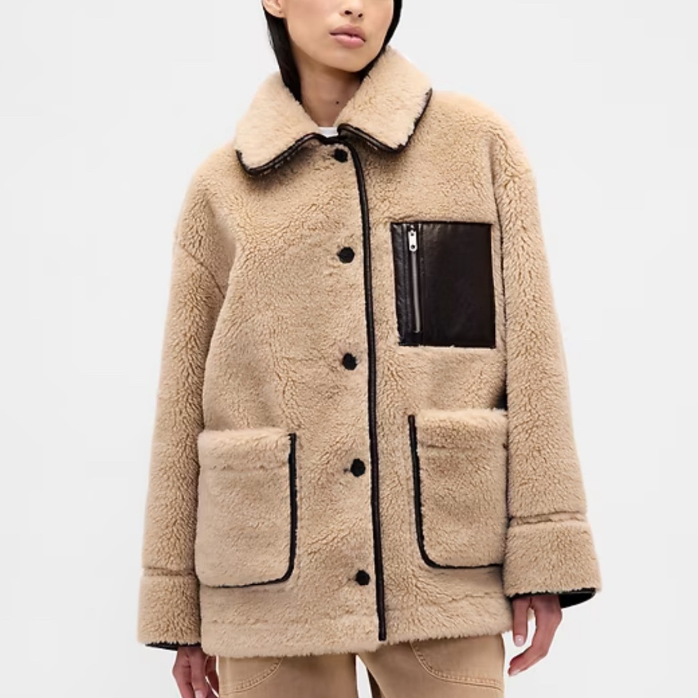 Gap × Sandy Liang Reversible Vegan Leather Sherpa Jacket